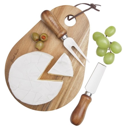 Final Touch Final Touch 7 in. L X 7.5 in. W X 1.6 in. Acacia Wood Cheese Board with Slicer FTA7081